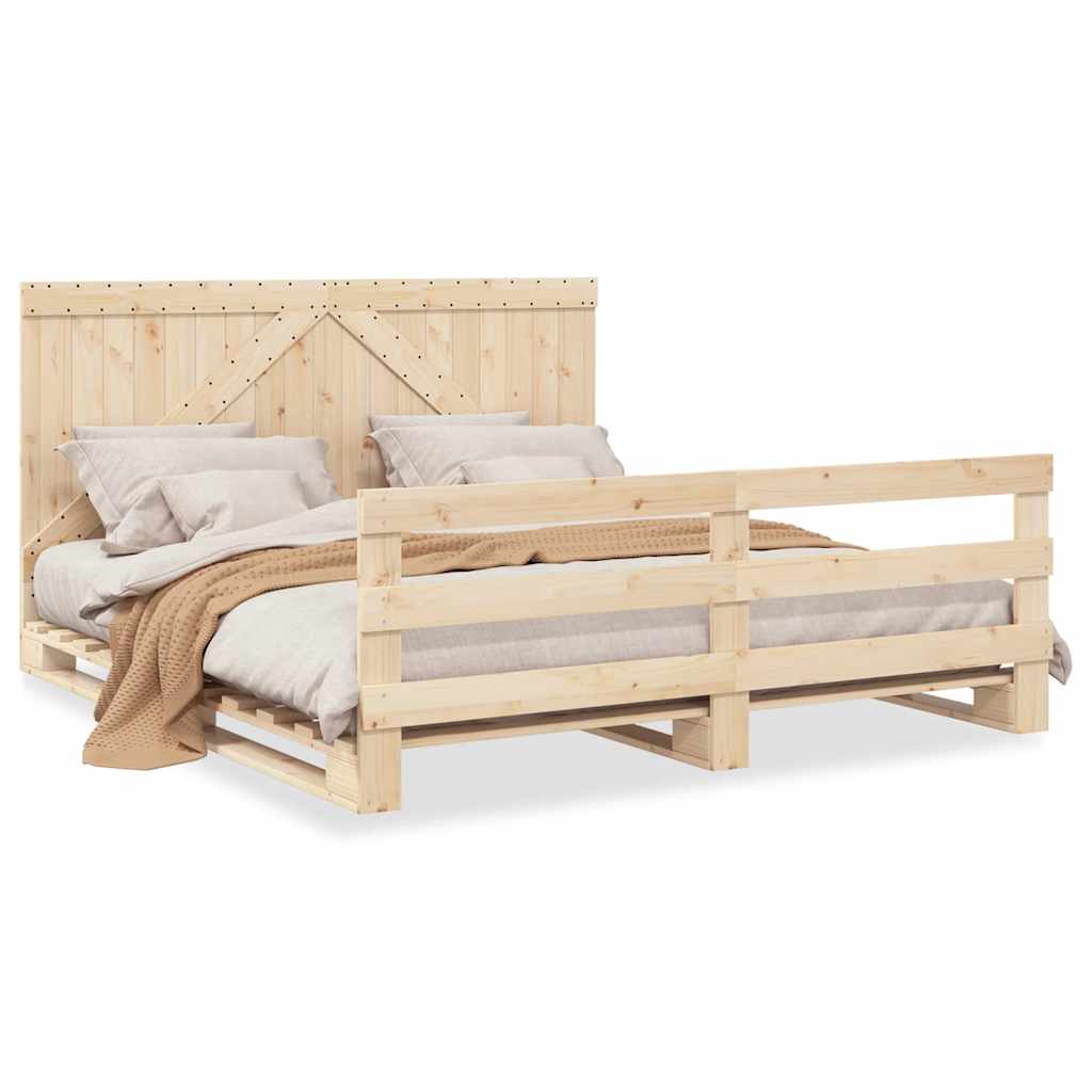 Cama con cabecero madera maciza de pino 200x200cm