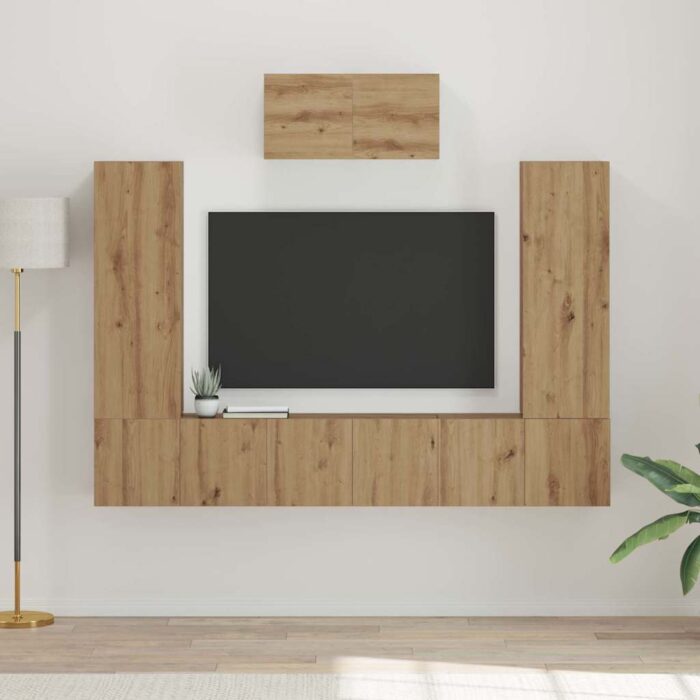 Conjunto de mueble de TV 7 pcs Roble artisan 180 x 30 x 120 cm