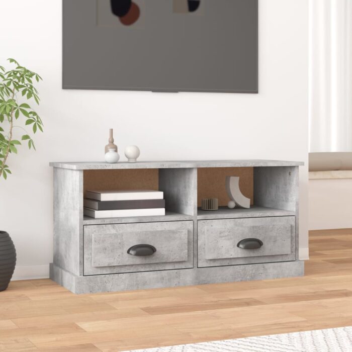 Mueble de TV madera contrachapada gris hormigón 93x35,5x45 cm