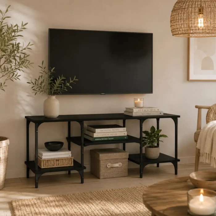 Mueble TV metal industrial negro